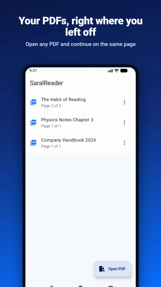 SaralReader: Your PDFs, right where you left off